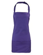 Premier Workwear 2-in-1 Latz- und Hüftschürze Baumwolle, Black (ca. Pantone Black C) 60 x 62 cm, PW159 – Purple (ca. Pantone 7447C)