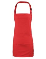 Premier Workwear 2-in-1 Latz- und Hüftschürze Baumwolle, Black (ca. Pantone Black C) 60 x 62 cm, PW159 – Red (ca. Pantone 201C)