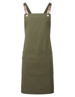Clip 'n' Clasp Cross-Back Bib Apron – Olive (ca. Pantone 7763C)