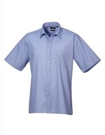 Premier Workwear Men´s Poplin Short Sleeve Shirt Hot Pink 44,5 (17H) (PW202), PW202 – Mid Blue