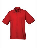 Premier Workwear Men´s Poplin Short Sleeve Shirt Hot Pink 44,5 (17H) (PW202), PW202 – Red