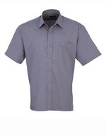 Premier Workwear Men´s Poplin Short Sleeve Shirt Hot Pink 44,5 (17H) (PW202), PW202 – Steel