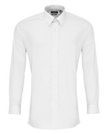 Premier Workwear Langarm Slim Fit Popeline Hemd für Herren, Black (ca. Pantone Black C) 39,5 (15H), PW204 – White