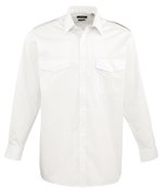 Premier Workwear Pilot Shirt Langarm mit Brusttaschen, White 39,5 (15H), PW210 – Bild 3