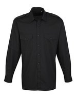 Pilot Shirt Langarm mit Brusttaschen – Black