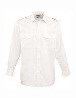 Pilot Shirt Langarm mit Brusttaschen – White