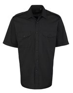Premier Workwear Pilotenhemd Kurzarm mit Brusttaschen, Black 37 (14H), PW212 – Bild 2