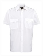 Premier Workwear Pilotenhemd Kurzarm mit Brusttaschen, Black 37 (14H), PW212 – White