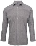 Premier Workwear Langarmhemd Microcheck Baumwolle für Herren, Black (ca. Pantone Black C)/White XS, PW220 – Bild 2