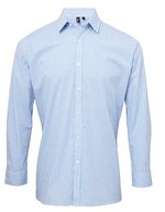 Premier Workwear Langarmhemd Microcheck Baumwolle für Herren, Black (ca. Pantone Black C)/White XS, PW220 – Light Blue (ca. Pantone 7451C)/White