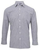 Premier Workwear Langarmhemd Microcheck Baumwolle für Herren, Black (ca. Pantone Black C)/White XS, PW220 – Navy (ca. Pantone 2766C)/White
