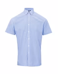 Premier Workwear Short Sleeve Shirt Micro Gingham Pattern Cotton for Men, Black (ca. Pantone Black C)/White XS, PW221 – image 3