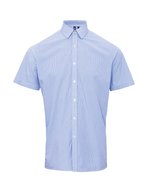 Premier Workwear Kurzarmhemd Mikro-Vichy Muster Baumwolle für Herren, Black (ca. Pantone Black C)/White XS, PW221 – Bild 3