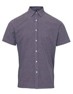 Premier Workwear Kurzarmhemd Mikro-Vichy Muster Baumwolle für Herren, Black (ca. Pantone Black C)/White XS, PW221 – Bild 2