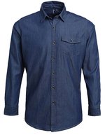 Premier Workwear Denim Hemd mit Kontrastnähten für Herren, Black Denim (ca. Pantone 433C) XS, PW222 – Indaco Jeans (ca. Pantone 2767C)
