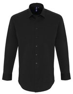 Premier Workwear Stretch Fit Popeline Langarmhemd für Herren, Black (ca. Pantone Black C) S, PW244 – Bild 2