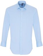 Premier Workwear Stretch Fit Popeline Langarmhemd für Herren, Black (ca. Pantone Black C) S, PW244 – Bleu pale (ca. Pantone 2717C)