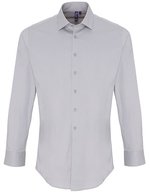 Premier Workwear Stretch Fit Popeline Langarmhemd für Herren, Black (ca. Pantone Black C) S, PW244 – Argent (ca. Pantone 428C)