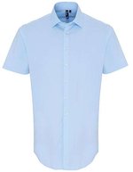 Premier Workwear Kurzarm Popeline Slim Fit Hemd für Herren, Black (ca. Pantone Black C) XS, PW246 – Blu pallido (ca. Pantone 2717C)