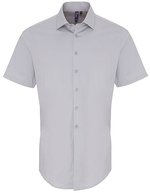 Premier Workwear Kurzarm Popeline Slim Fit Hemd für Herren, Black (ca. Pantone Black C) XS, PW246 – Argento (ca. Pantone 428C)