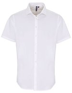 Premier Workwear Kurzarm Popeline Slim Fit Hemd für Herren, Black (ca. Pantone Black C) XS, PW246 – Bianco
