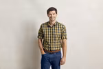 Premier Workwear Camicia a Quadri a Maniche Lunghe in Cotone – White/Navy (ca. Pantone 2378C)