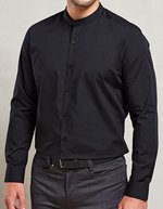 Premier Workwear Langarmhemd mit Großvaterkragen für Herren, Black XS, PW258 – Bild 2