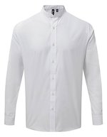 Premier Workwear Langarmhemd mit Großvaterkragen für Herren, Black XS, PW258 – White