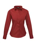 Premier Workwear Langarm Bluse Popeline 65/35 für Damen, Light Blue (ca. Pantone 2717C) 46 (XXL/18), PW300 – Burgundy