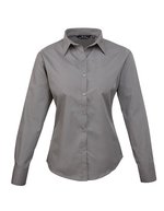 Premier Workwear Langarm Bluse Popeline 65/35 für Damen, Black (ca. Pantone Black C) 40 (M/12), PW300 – Grigio scuro