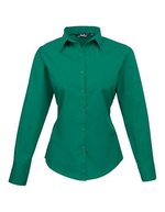 Premier Workwear Langarm Bluse Popeline 65/35 für Damen, Black (ca. Pantone Black C) 40 (M/12), PW300 – Smeraldo