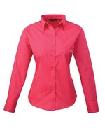 Premier Workwear Langarm Bluse Popeline 65/35 für Damen, Black (ca. Pantone Black C) 40 (M/12), PW300 – Rosa acceso