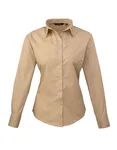 Premier Workwear Langarm Bluse Popeline 65/35 für Damen, Light Blue (ca. Pantone 2717C) 46 (XXL/18), PW300 – Khaki