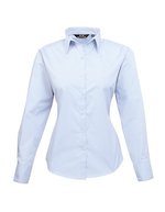 Premier Workwear Langarm Bluse Popeline 65/35 für Damen, Black (ca. Pantone Black C) 40 (M/12), PW300 – Azzurro chiaro (ca. Pantone 2717C)