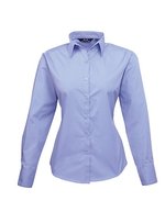 Premier Workwear Langarm Bluse Popeline 65/35 für Damen, Black (ca. Pantone Black C) 40 (M/12), PW300 – Medio Blu (ca. Pantone 2718C)