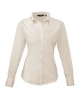 Premier Workwear Langarm Bluse Popeline 65/35 für Damen, Light Blue (ca. Pantone 2717C) 46 (XXL/18), PW300 – Natural