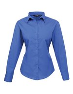 Premier Workwear Langarm Bluse Popeline 65/35 für Damen, Black (ca. Pantone Black C) 40 (M/12), PW300 – Reale (ca. Pantone 7686C)