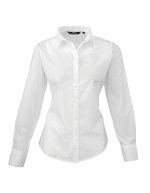 Premier Workwear Langarm Bluse Popeline 65/35 für Damen, Black (ca. Pantone Black C) 40 (M/12), PW300 – Bianco