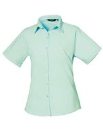 Women´s Poplin Short Sleeve Blouse – Aqua