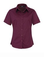 Women´s Poplin Short Sleeve Blouse – Aubergine