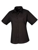 Women´s Poplin Short Sleeve Blouse – Black (ca. Pantone Black C)