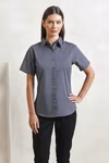 Premier Workwear Popeline Bluse kurzarm tailliert WRAP-zertifiziert, Aubergine 44 (XL/16), PW302 – Navy (ca. Pantone 2378C)