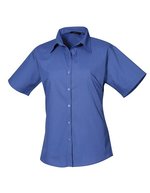 Premier Workwear Popeline Bluse kurzarm tailliert WRAP-zertifiziert, Aubergine 44 (XL/16), PW302 – Royal (ca. Pantone 7686C)
