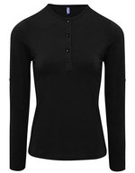 Premier Workwear Langarmshirt mit Krempelärmeln für Damen, Black (ca. Pantone Black C) XS, PW318 – Bild 2