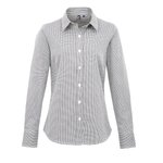 Premier Workwear Langarm Baumwollhemd Microcheck Schnitt für Damen, Black (ca. Pantone Black C)/White XS, PW320 – Bild 3