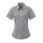 Premier Workwear Short Sleeve Shirt Gingham Pattern Cotton for Women, Black (ca. Pantone Black C)/White XS, PW321 – image 3