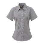 Premier Workwear Kurzarmhemd Vichy-Muster Baumwolle für Damen, Black (ca. Pantone Black C)/White XS, PW321 – Bild 3