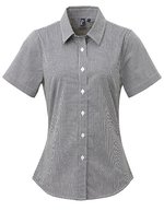 Premier Workwear Kurzarmhemd Vichy-Muster Baumwolle für Damen, Black (ca. Pantone Black C)/White XS, PW321 – Bild 2