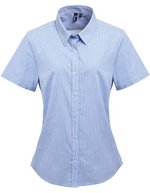 Premier Workwear Kurzarmhemd Vichy-Muster Baumwolle für Damen, Black (ca. Pantone Black C)/White XS, PW321 – Bleu clair (ca. Pantone 2717C)/Blanc
