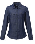Premier Workwear Jeanshemd mit Kontrastnähten für Damen, Black Denim (ca. Pantone 433C) XS, PW322 – Bild 3